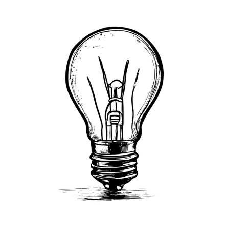 Hand drawn light bulb. Vector illustration. Vector light bulb icon with idea concept.のイラスト素材