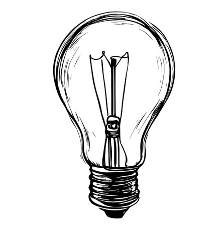 Hand drawn light bulb. Vector illustration. Vector light bulb icon with idea concept.のイラスト素材