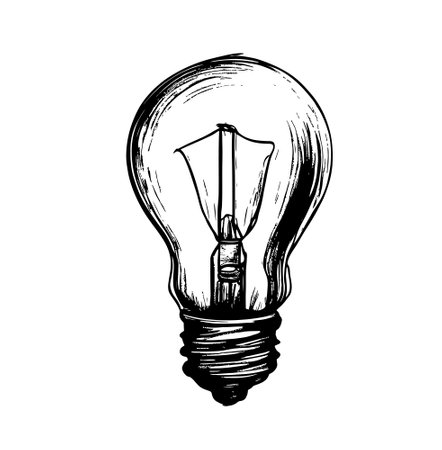 Hand drawn light bulb. Vector illustration. Vector light bulb icon with idea concept.のイラスト素材