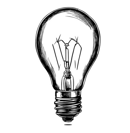 Hand drawn light bulb. Vector illustration. Vector light bulb icon with idea concept.のイラスト素材