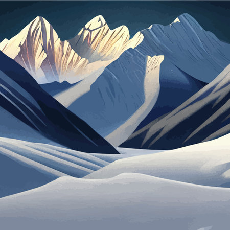 Realistic illustration mountain landscape with a hill forest with coniferous treesの素材