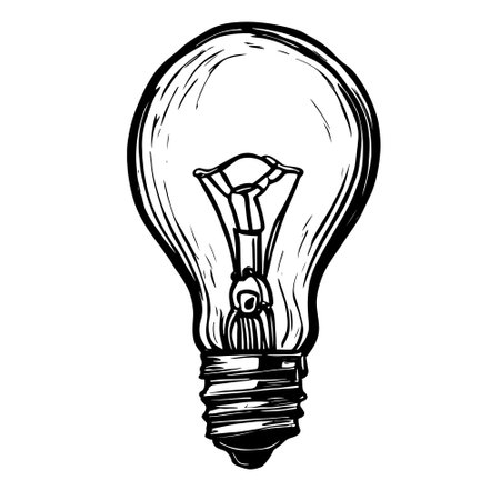 Hand drawn light bulb. Vector illustration. Vector light bulb icon with idea concept.のイラスト素材