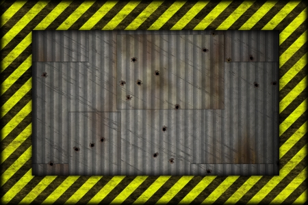 Hazard frame metal plate background の写真素材