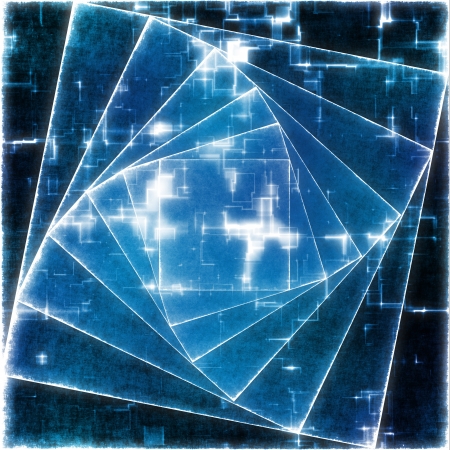 Spiral square background. Blue laser.の写真素材
