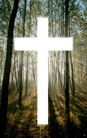 Cross with light shafts  Faith symbol  の写真素材