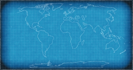 World map on blueprint 