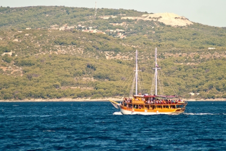 Pleasure craft boat in Adriatic sea Croatia, on excursion circular tourの写真素材