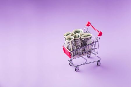Cart with moneyの写真素材