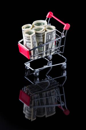 Cart with moneyの写真素材