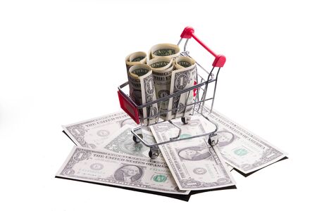 Cart with moneyの写真素材