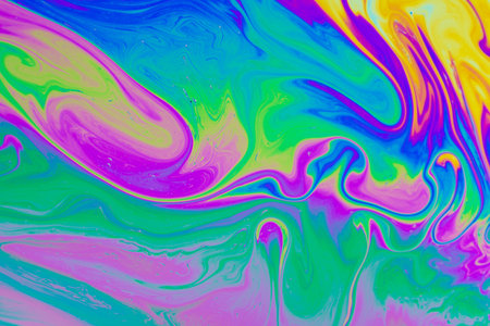Abstract background of acrylic paints in pink, green and blue tones.の写真素材