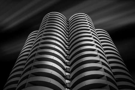 Black and white glass building city geometry