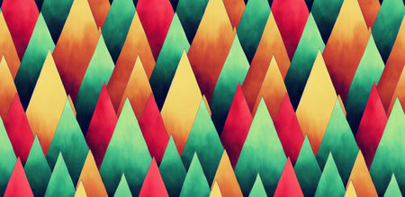 Seamless pattern with colorful triangles. Watercolor geometric background.の写真素材