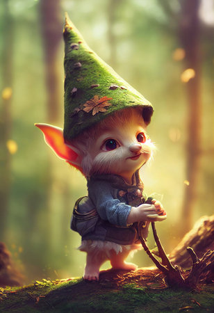 A fairy-tale little forest gnome. 3d rendering.の写真素材