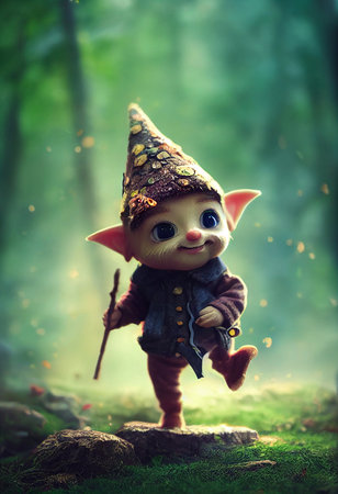 A fairy-tale little forest gnome. 3d rendering.の写真素材