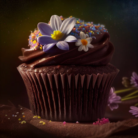 Beautifully decorated cupcake. Flavored cupcake chocolateの写真素材