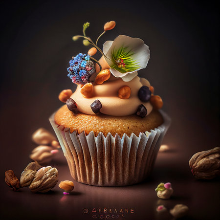 Beautifully decorated cupcake. Flavored cupcake caramelの写真素材