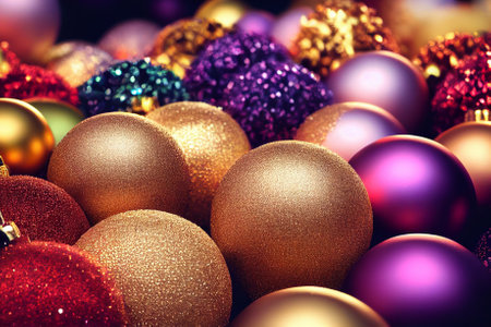 Traditional Christmas baubles. Close-up