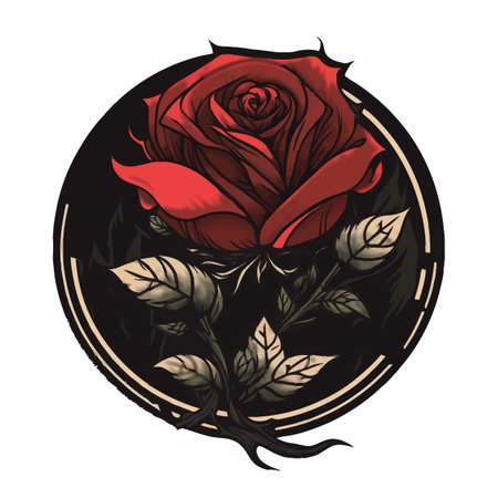 Tattoo style red rose. simple graphics.の写真素材