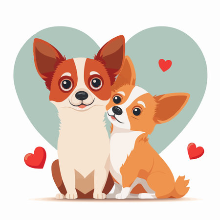 Two cute dogs in love. Valentine's card.の写真素材
