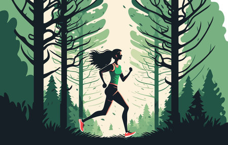 Young woman jogging in the forest.の写真素材