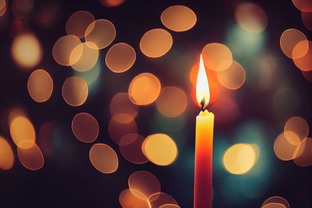 Light candle. Diwali light festival. Close up of a Christmas candle.の写真素材