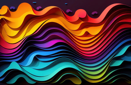 Abstract layered background with colorful gradient. Ai generative.