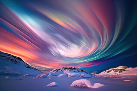 Clouds in the Arctic Circle after sunset. Ai generativeの写真素材
