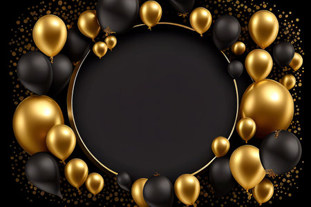 Balloons forming a frame for the text entry area. Ai generative.の写真素材