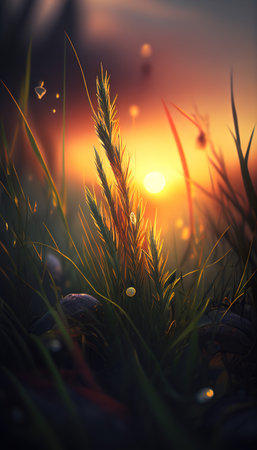Close-up of the morning dew. Ai generative.の写真素材