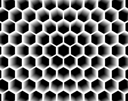 Black and white honeycomb abstract. optical illusionの写真素材