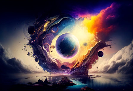 An abstract vision of another dimension. fantasy dreams. concept art. Ai generativeの素材