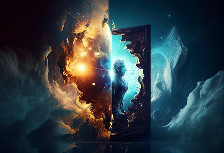 An abstract vision of another dimension. fantasy dreams. concept art. Ai generativeの素材
