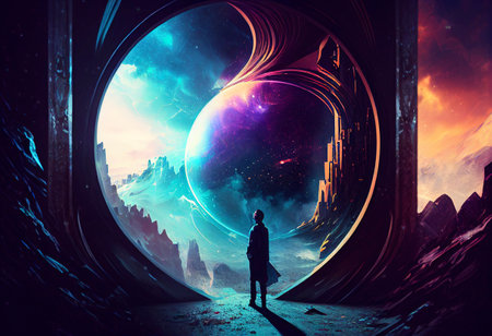An abstract vision of another dimension. fantasy dreams. concept art. Ai generativeの素材