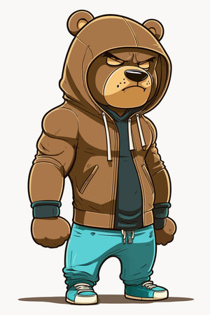 Cool teddy bear in tracksuit. Rapper, dancer, hipster.の写真素材