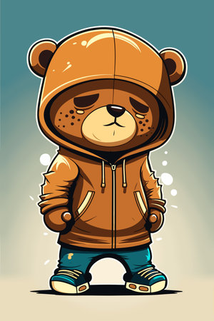 Cool teddy bear in tracksuit. Rapper, dancer, hipster.の写真素材