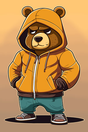 Cool teddy bear in tracksuit. Rapper, dancer, hipster.の写真素材