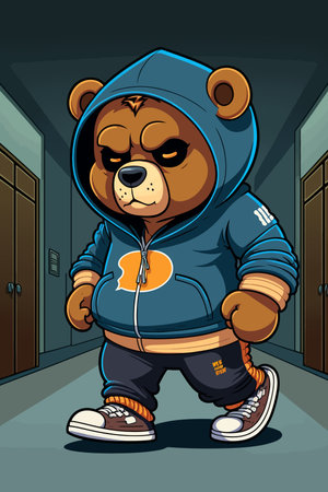 Cool teddy bear in tracksuit. Rapper, dancer, hipster.の写真素材