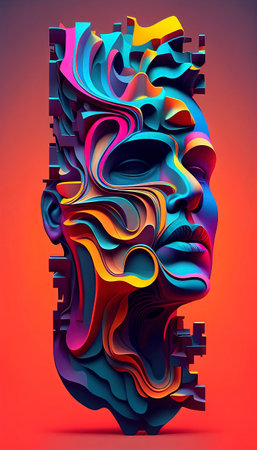Abstract 3d rendering of a human head. futuristic design.の素材