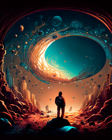 An abstract vision of another dimension. fantasy dreams. concept art. Ai generativeの素材