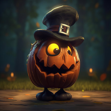 Funny pumpkin character. Halloween lanterns. 3d render. Ai generativeの素材