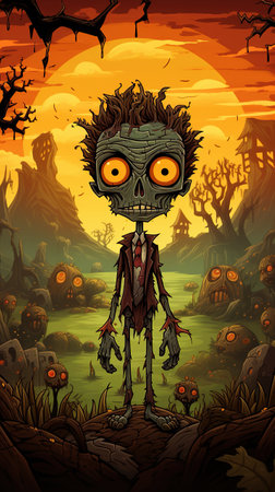 Surreal zombie figure. Halloween scene. Ai generativeの素材