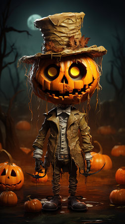 Surreal zombie figure. Halloween scene. Ai generativeの素材