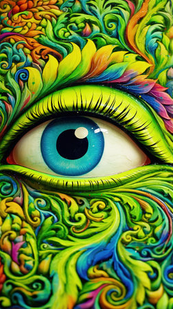 Colorful abstract eyes. Generative AIの素材