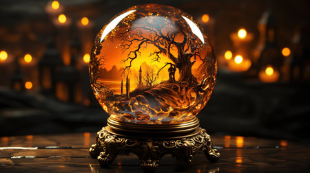 A crystal ball on a decorative base. Ai generativeの素材