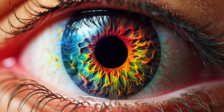 Colorful abstract eyes. Generative AIの素材