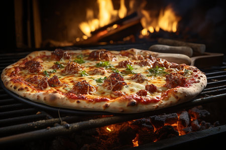 Pizza baked in a traditional oven. Ai generativeの素材