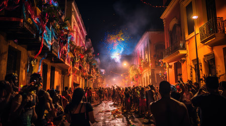 Fireworks in the city during the festival. Ai generativeの素材