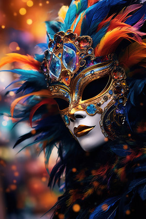 A person wears a Venetian mask at carnival. Ai generativeの素材
