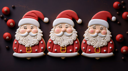 Christmas gingerbread in the shape of Santa Claus. Ai generativeの素材